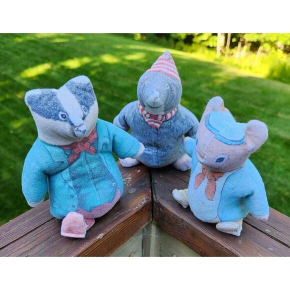 Vintage Toy Work Bean Bag Plush Wind in the Willow Mole Badger Mouse 1981 Ariel - Picture 1 of 6